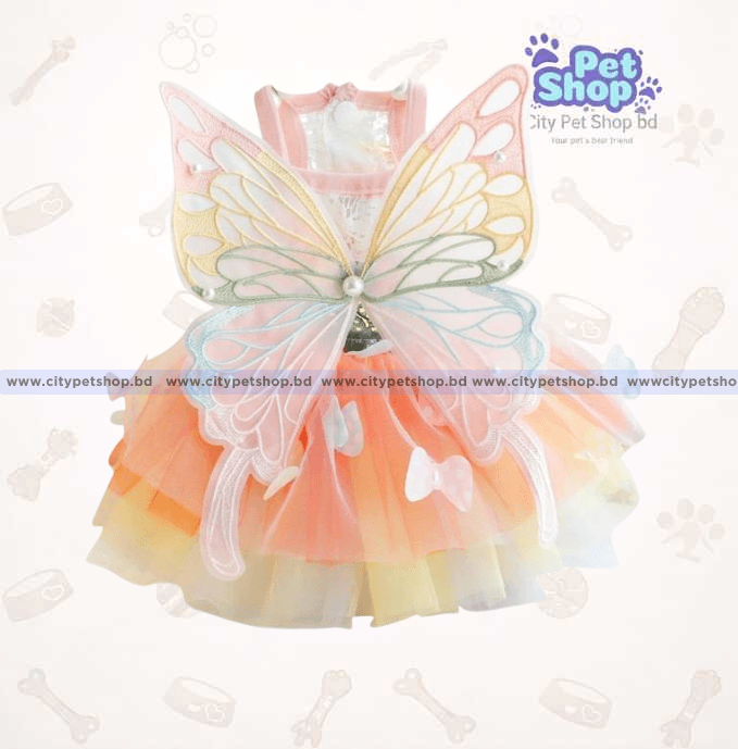 Pet princess dress, princess dress for dogs, rainbow butterfly clothes for cats and small dogs, beautiful colorful butterfly wings design, for daily life,