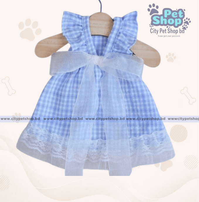 Cat &Dog Dress Bowknot Cat Princess Dresses Mesh Puppy Dress Skirt Tutu Dog Shirt Clothes for Small Medium Dogs Cats Kitten Girls Blue