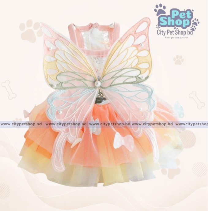 Cat princess dress, princess dress for dogs, rainbow butterfly clothes for cats and small dogs, beautiful colorful butterfly wings design, for daily life,
