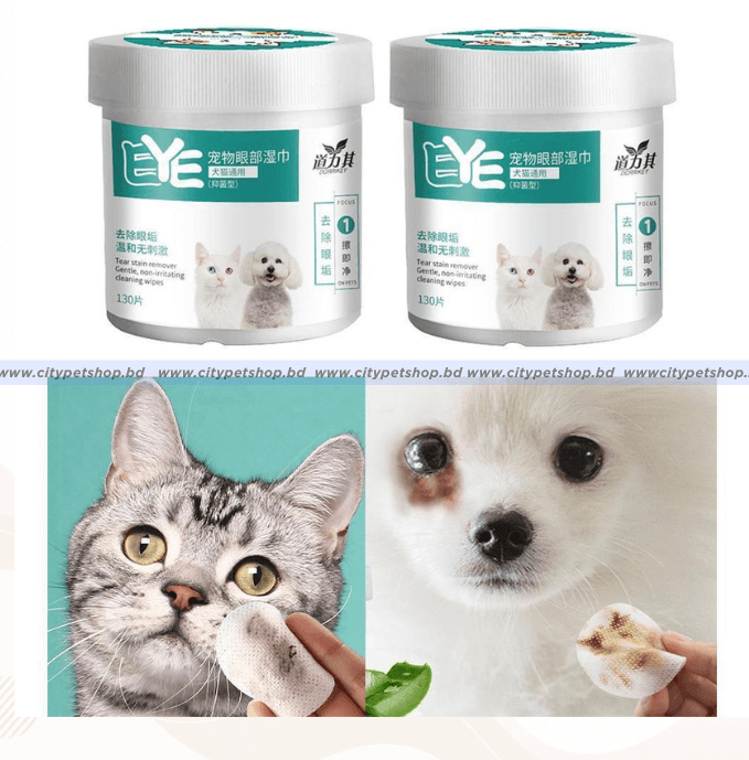 Gentle Pet Eye Wipes for Dogs & Cats | Tear Stain Remover & Daily Eye Cleaner | 130 Count