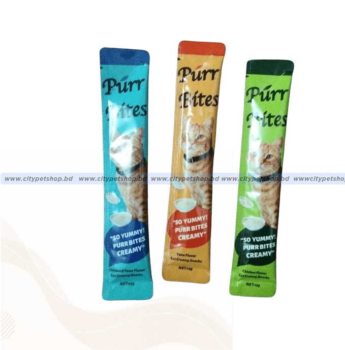 Snacks 15gm Purr Bites 3 Flavor Creamy Cat Snacks 15gm