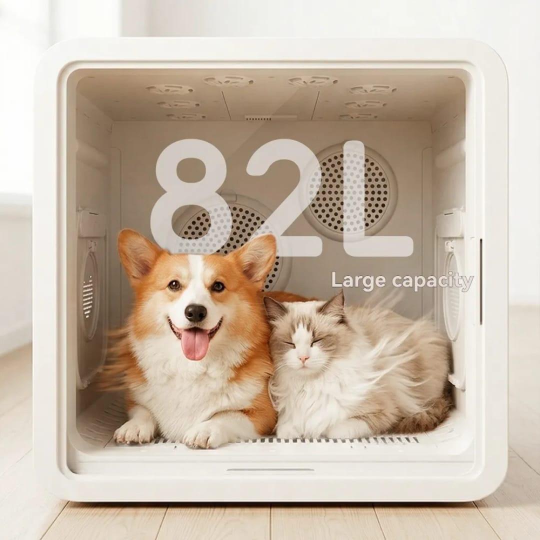 Pet Dryer Box for Dogs & Cats, Ultra Quiet 45dB Dog Grooming Blaster for Small Breeds, 82L App Version