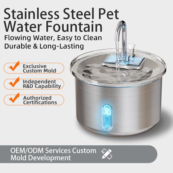 2L Stainless Steel Pet Water Fountain, Automatic Cat Dog Water Dispenser with Visible Level, Ultra Quiet Eco-Friendly Pump image 3