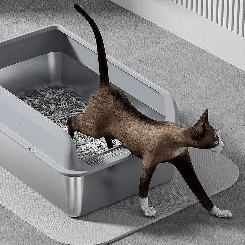 Stainless Steel Lower Part Extra Large Enclosed Litter box with Plastic Top & Free Litter Scoop
